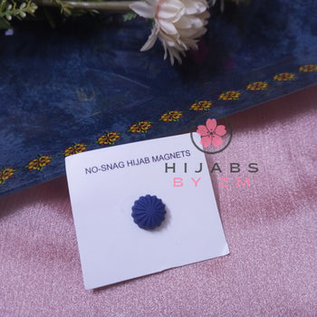 Flower Style Magnetic Pin - Navy  Blue