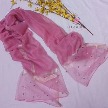 Pearl Studded Hijab - Pink