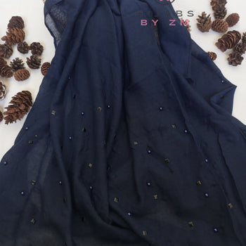 Pearl & Stones Studded Hijab - Navy Blue