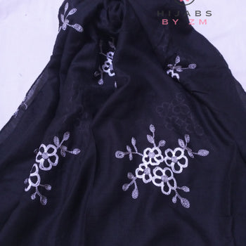 Embroidered Hijab - Black