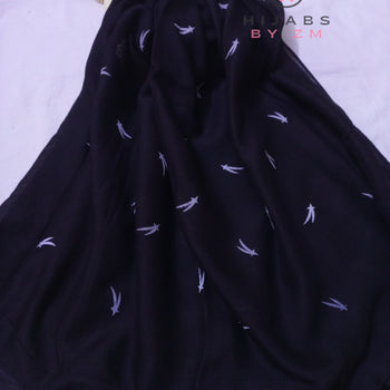 Fancy Hijab - Black With White Block Prints