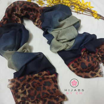 Cheeta Print Hijab - Blue