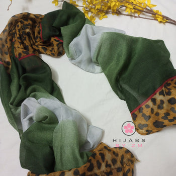 Cheeta Print Hijab - Green