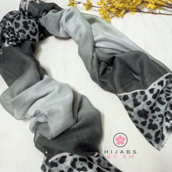 Cheeta Print Hijab - Black Grey