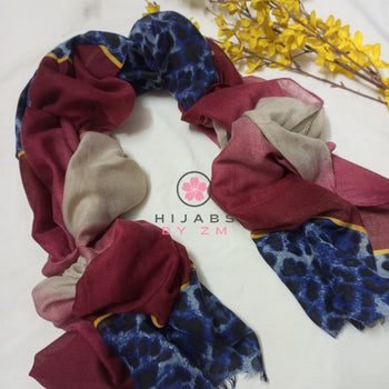 Cheeta Print Hijab - Maroon