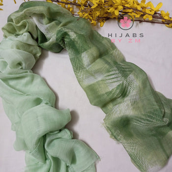 Two Tone Print Hijab - Green