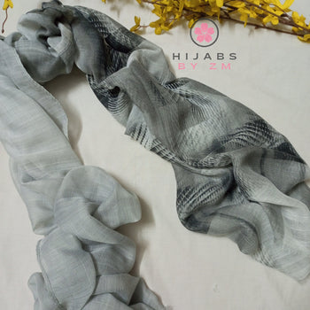 Two Tone Print Hijab - Grey Black