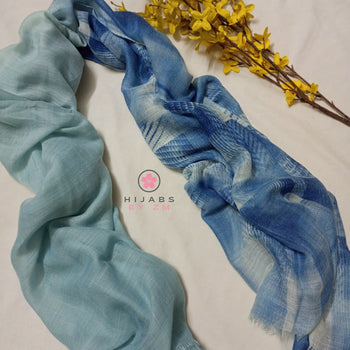 Two Tone Print Hijab - Blue