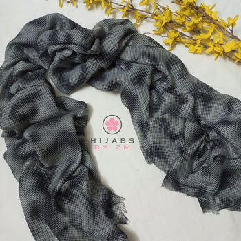 Patterned Print Hijab - Black