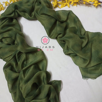 Patterned Print Hijab - Green