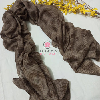 Patterned Print Hijab - Brown