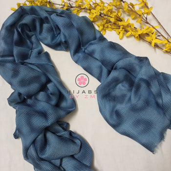 Patterned Print Hijab - Blue