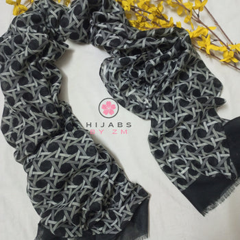 Criss - Cross Print Hijab - Black