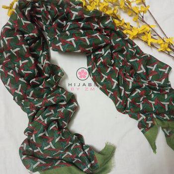 Criss - Cross Print Hijab - Green