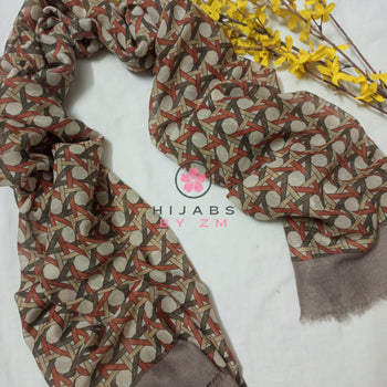 Criss - Cross Print Hijab - Light Brown