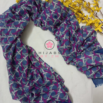 Criss - Cross Print Hijab - Blue