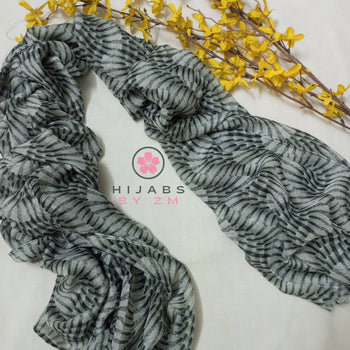 Classy Print Hijab - Black