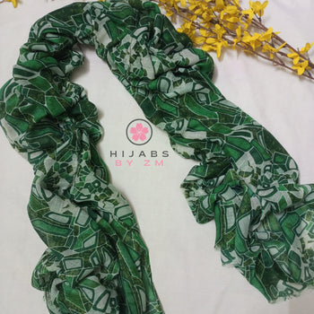 Pebbles Print Hijab - Green