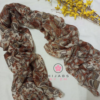 Pebbles Print Hijab - Light Brown