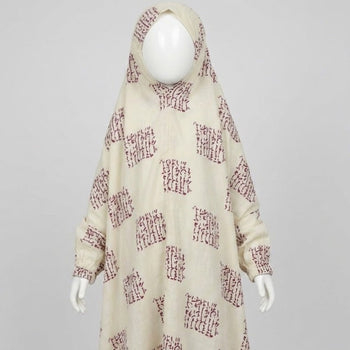 Kids Namaz Chadar With Sleeves (Age 6-14 years) - Cream