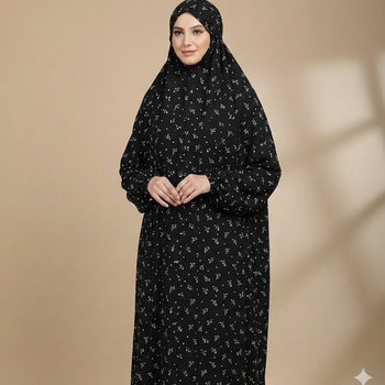 Namaz Chadar With Sleeves - Black