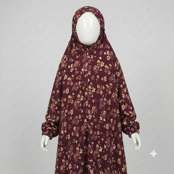 Kids Namaz Chadar With Sleeves (Age 6-14 years) - Maroon