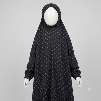 Kids Namaz Chadar With Sleeves (Age 6-14 years) - Black