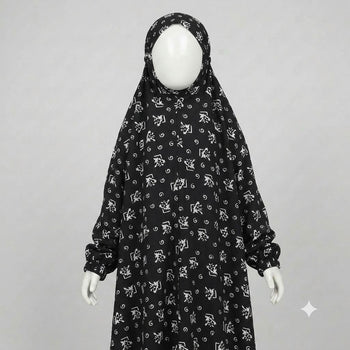 Kids Namaz Chadar With Sleeves (Age 6-14 years) - Black