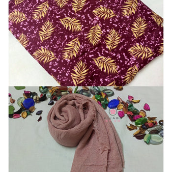 COMBO DEAL - NAMAZ CHADAR WITH SLEEVES + CRIMPS HIJAB (LIGHT ROSE COLOR)