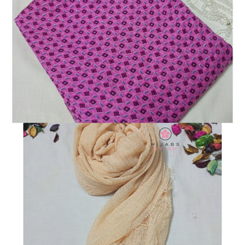 COMBO DEAL - NAMAZ CHADAR WITH SLEEVES + CRIMPS HIJAB (CREAM COLOR)