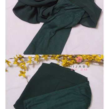 Tube Cap Attached Hijab - Dark Green