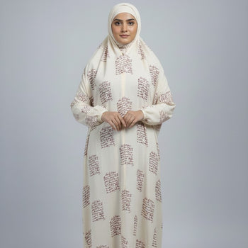 Namaz Chadar With Sleeves - Cream (Extra Large)