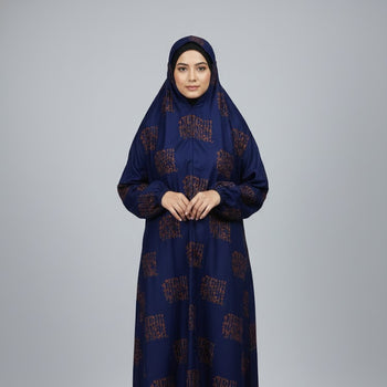 Namaz Chadar With Sleeves - Navy Blue (Extra Large)