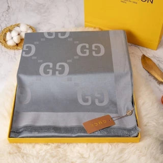 GUCCI Silk Stole – Greyish Silver