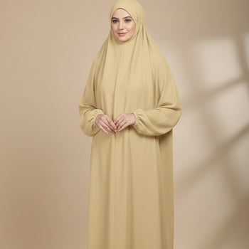 Namaz Chadar With Sleeves - Plain Cream