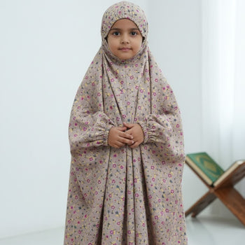 Kids Namaz Chadar With Sleeves (Age 6-10 years) - Mauve